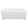Puff Baú Sapateira Estofado Casal 140 Cm Corino Branco - 1