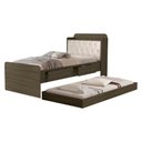Ver imagem 1 de Bicama Solteiro Capitone 220x98 Cm com Bau e Cama Auxiliar Mdf Castanho Bege Decmade