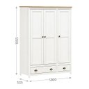 Ver imagem 4 de Conjunto Quarto: Guarda-roupa 3 Portas, Escrivaninha 2 Gavetas Topázio Branco/freijó Madeira Pinus -