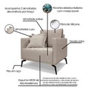 Ver mais imagens de Kit Poltrona e Sofá Living 2 Lugares 1,60m Sirius Linho Areia Pés Metálicos - Pallazio