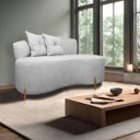 Ver imagem 2 de Sofá Namoradeira 2 Lugares Grécia Conceito Orgânico 200cm Bouclê Cinza Sofa Store