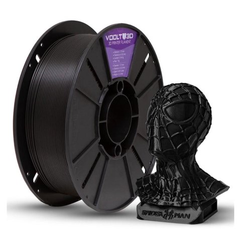 Filamento para Impressora 3D - Pla Preto - 1kg - 1,75mm - VOOLT3D