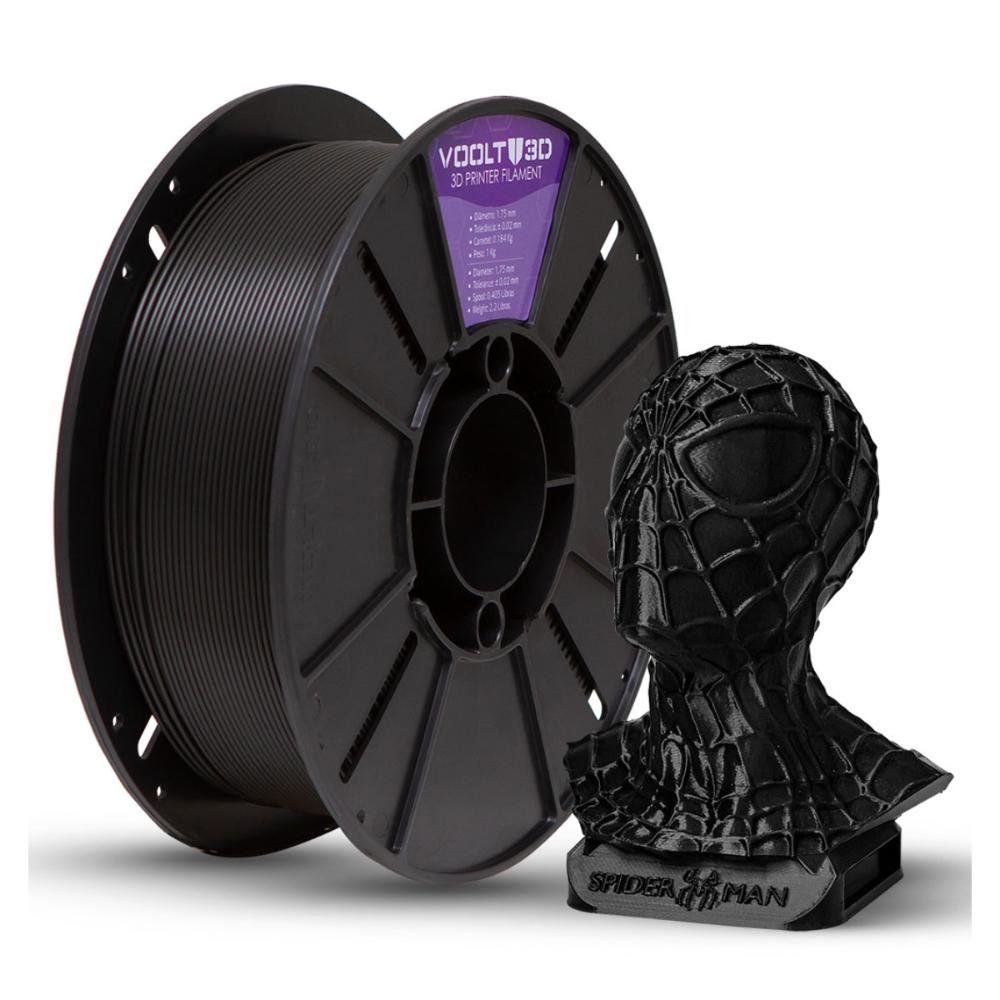 Filamento para Impressora 3d - Pla Preto - 1kg - 1,75mm - Voolt3d