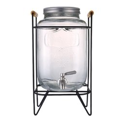 Suqueira de Vidro 5 Litros com Suporte Metal Dispenser Refresqueira - 1