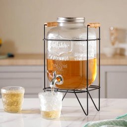 Suqueira de Vidro 5 Litros com Suporte Metal Dispenser Refresqueira - 5