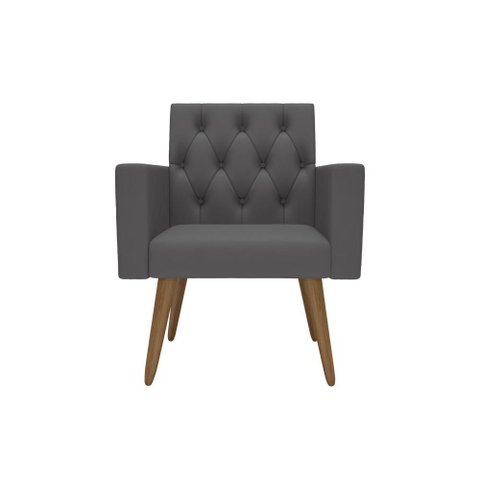 Poltrona Decorativa Capitone Reforçada Confortável para Sala Cinza-escuro