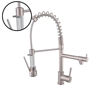 Torneiras de Cozinha Monocomando 50cm com Trava de Acionamento Gourmet Cromada Aço Escovado