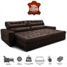 Sofá de Couro Legítimo Retrátil Automático 2,15m Cama Inbox Gran Vitaly softgel d40 Marrom - 3