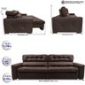 Sofá de Couro Legítimo Retrátil Automático 2,15m Cama Inbox Gran Vitaly softgel d40 Marrom - 2