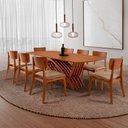Ver imagem 1 de Conjunto Sala de Jantar Mesa Venus Tampo 220cm Laminado Barril e 8 Cadeiras Viena Gold
