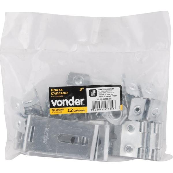 Porta cadeado 3.1/2" zincado pacote com 12 peças - Vonder - 3