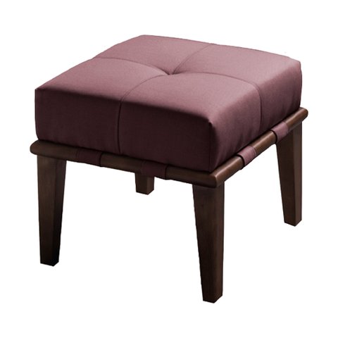 Puff Decorativo 45cm Martínez Veludo Pés Madeira Rosa/Imbúia - Gran Belo