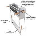 Ver imagem 3 de Churrasqueira Inox Espetinho Portatil Modelo Dobravel Incluso 2 Grelhas Inox Tamanho 80x25x90