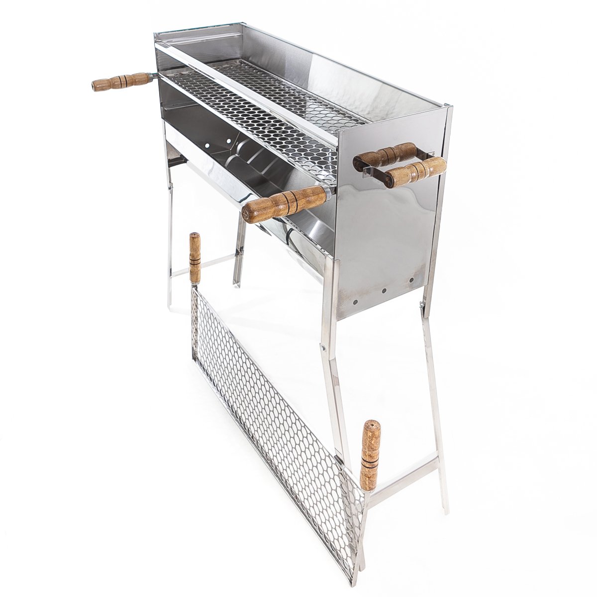 Churrasqueira Inox Espetinho Portatil Modelo Dobravel Incluso 2 Grelhas Inox Tamanho 80x25x90 - 2