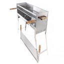 Ver imagem 2 de Churrasqueira Inox Espetinho Portatil Modelo Dobravel Incluso 2 Grelhas Inox Tamanho 80x25x90