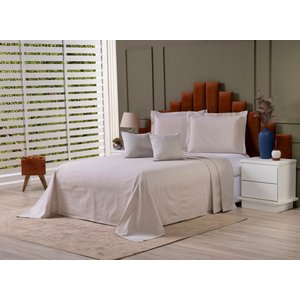 Kit Colcha Cobre Leito Cama King Tecido Rústico Topázio + Capas de Almofada 5 Peças:bege Avelã