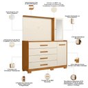 Ver imagem 5 de Cômoda Sapateira com Espelho e Painel para TV 2 Portas 4 Gavetas Lecco A04 Cinamomo Off White - Lyam