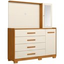 Ver imagem 1 de Cômoda Sapateira com Espelho e Painel para Tv 2 Portas 4 Gavetas Lecco A04 Cinamomo Off White - Lyam