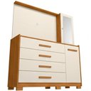 Ver imagem 2 de Cômoda Sapateira com Espelho e Painel para TV 2 Portas 4 Gavetas Lecco A04 Cinamomo Off White - Lyam