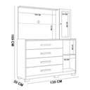 Ver imagem 6 de Cômoda Sapateira com Espelho e Painel para TV 2 Portas 4 Gavetas Lecco A04 Cinamomo Off White - Lyam