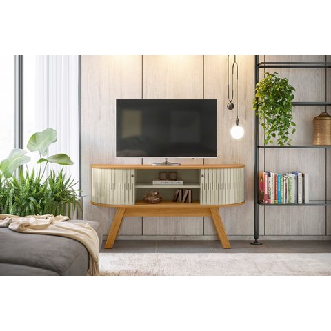 Rack Bancada para TV 136cm 2 Portas Atlanta MDP Cumaru/Opala Sala
