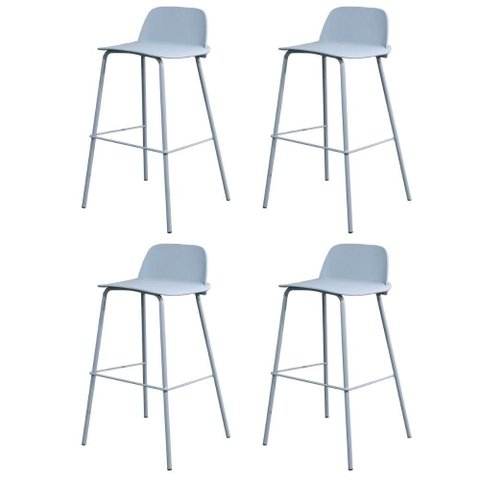 Kit 4 Banquetas Altas Hana Rivatti 89,50 Cm (altura) Assento em Pp e Base em Aço Cinza Azulado