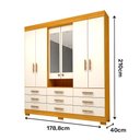 Ver imagem 5 de Guarda Roupa Casal com Espelho 9 Gavetas 6 Portas 100% MDF Débora Nature/Off White