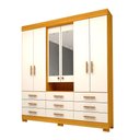 Ver imagem 1 de Guarda Roupa Casal com Espelho 9 Gavetas 6 Portas 100% MDF Débora Nature/Off White