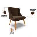 Ver imagem 3 de Kit 6 Cadeiras Estofadas para Sala de Jantar Pés Palito Lia Suede Marrom - Ibiza