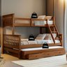 Treliche com Cama Casal Madeira Maciça e Aux Solteiro com Gavetas Woodstore - 4