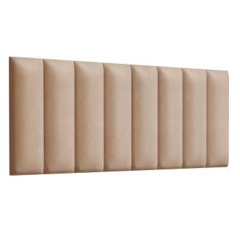 Cabeceira de Cama King 200x60cm Corino Areia Kit com 10 Módulos Estofados Auto Adesivo