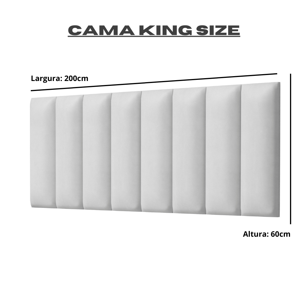 Cabeceira de Cama King 200x60cm Corino Areia Kit com 10 Módulos Estofados Auto Adesivo - 3