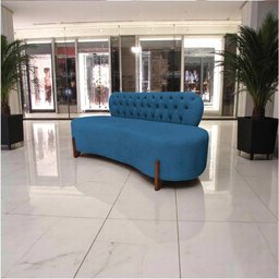 Sofá 2 Lugares Orgânico Curvo Tókio 150cm Bouclé Azul - 9