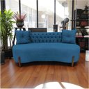 Ver mais imagens de Sofá 2 Lugares Orgânico Curvo Tókio 150cm Bouclé Azul