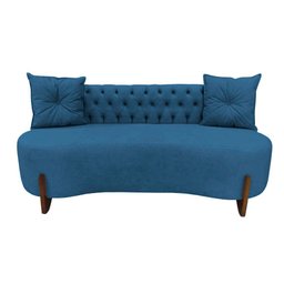 Sofá 2 Lugares Orgânico Curvo Tókio 150cm Bouclé Azul - 2