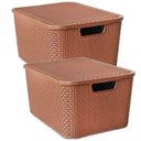Ver imagem 1 de 2 X Caixa Organizadora Plástica Rattan 7 Litros Marrom