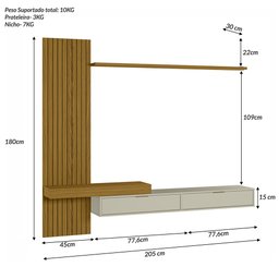 Painel Rack Ripado para Tv até 65 Polegadas 2 Portas Italy Cedro Freijó/off White - 4