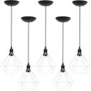 Ver imagem 1 de 5 Pendentes Aramado Diamante Luminária Lustre P Teto Retrô Vintage Industrial Balcão Branco
