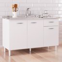 Ver imagem 2 de Balcão de Cozinha com Pia Inox 120cm Classic P11 Branco - Mpozenato