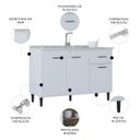 Ver imagem 4 de Balcão de Cozinha com Pia Inox 120cm Classic P11 Branco - Mpozenato