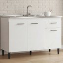 Ver imagem 1 de Balcão de Cozinha com Pia Inox 120cm Classic P11 Branco - Mpozenato