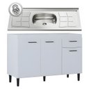 Ver imagem 3 de Balcão de Cozinha com Pia Inox 120cm Classic P11 Branco - Mpozenato