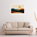 Ver imagem 1 de Quadro Decorativo Montanhas Sol Abstrato - 50x70cm:moldura Preta