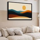 Ver imagem 2 de Quadro Decorativo Montanhas Sol Abstrato - 50x70cm:moldura Preta