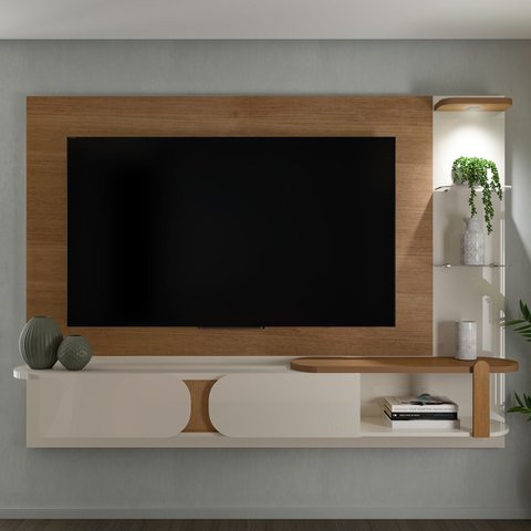 Painel Tv 72 Pol 200cm Suspenso Ajax Cinamomo/off White A09 - Mpozenato