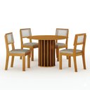 Ver imagem 1 de Conjunto Sala de Jantar Flora 1,08m Tampo MDF com 4 Cadeiras Cinamomo/Linho Palha
