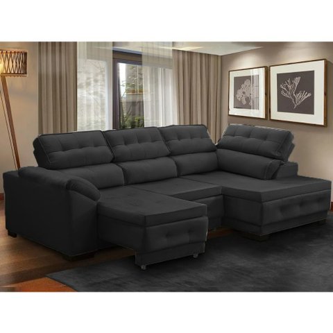 Estofado Luizze Canto 2,50x1,50m C/chaise Jandaia