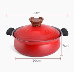 Caçarola Antiaderente Cerâmica Caldeirão 18cm Vermelho Tampa - 6