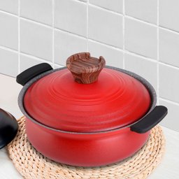 Caçarola Antiaderente Cerâmica Caldeirão 18cm Vermelho Tampa - 7