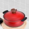 Caçarola Antiaderente Cerâmica Caldeirão 18cm Vermelho Tampa - 7